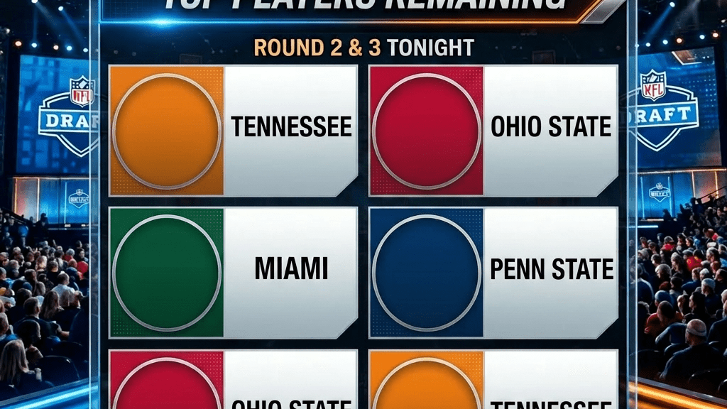 Top NFL draft prospects for round 2 and 3 including Jalin Hyatt, Michael Hall Jr., Tyrique Stevenson, Ji'Ayir Brown, Cameron Brown, and Byron Young with their rankings and schools.